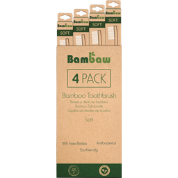 Bambaw Cepillo de Dientes de Bambú Suave - 4 unidades