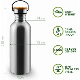 Bambaw Rostfri Flaska 750 ml - Natural Steel