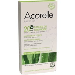 Acorelle Bandas Cera - Rostro - 20 unidades